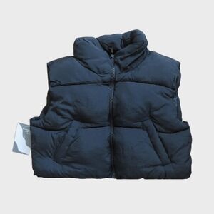 NWT Love Poem Cropped Black Puffer Vest – Size L